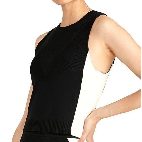 Rachel Roy Womens Odette Ribbed Sleeveless Blouse Size M‎ Black Stone Knit NWT - Picture 2 of 9